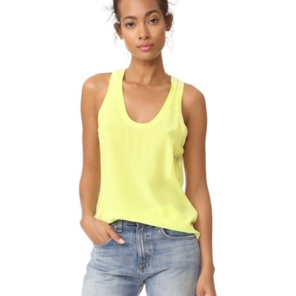 Equipment Mel neon yellow washed silk tank